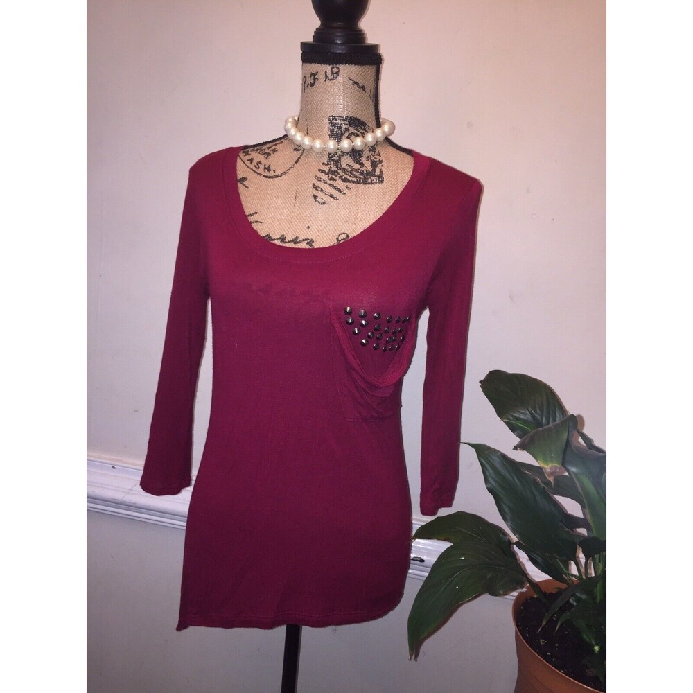 Womens Size Small Top Juniors Charlotte Russe Maroon Tunic Shirt Red Dress